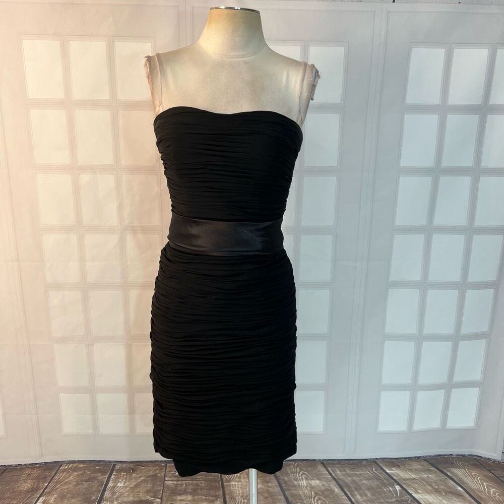 Bill Levkoff Black Strapless Ruched Strapless Cocktail Dress Size 8